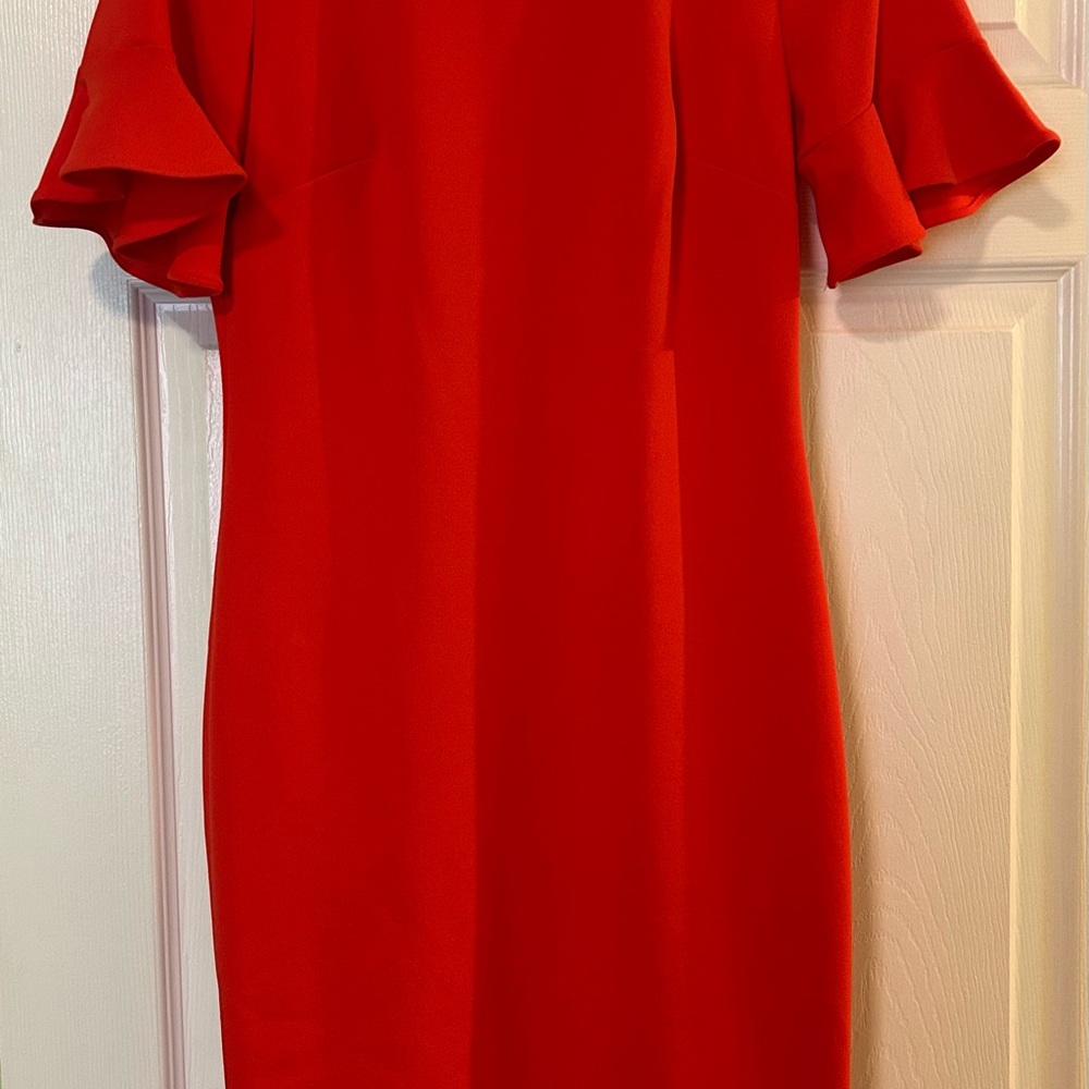 Calvin Klein Orange Ruffle Sleeve Dress